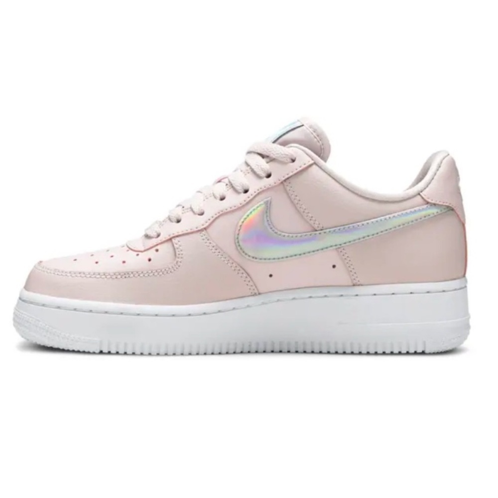 Nike | Women's Pink Iridescent Air Force 1 Low Lace Up Sneakers, size 10
